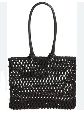 Clare V Sandy Black Beach Bag Crocheted Tote
